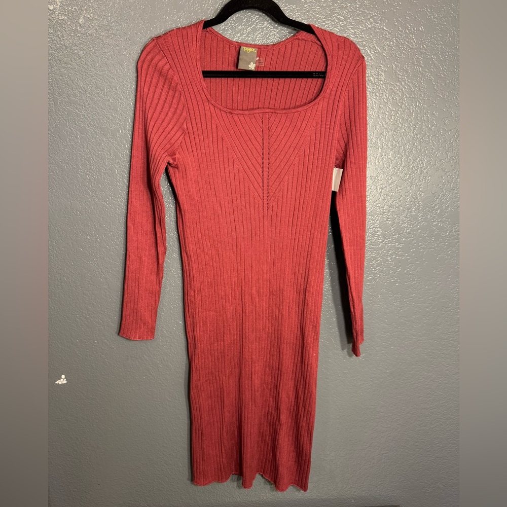 Taylor Women’s Ribbed Sweater Dress Stretch Size L Large Holiday New